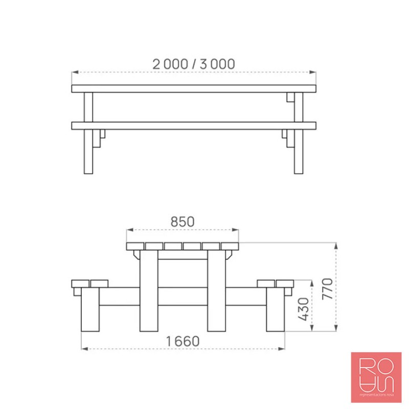 Taula de Pícnic Lille | Fusta de Pi Autoclau Classe 4
